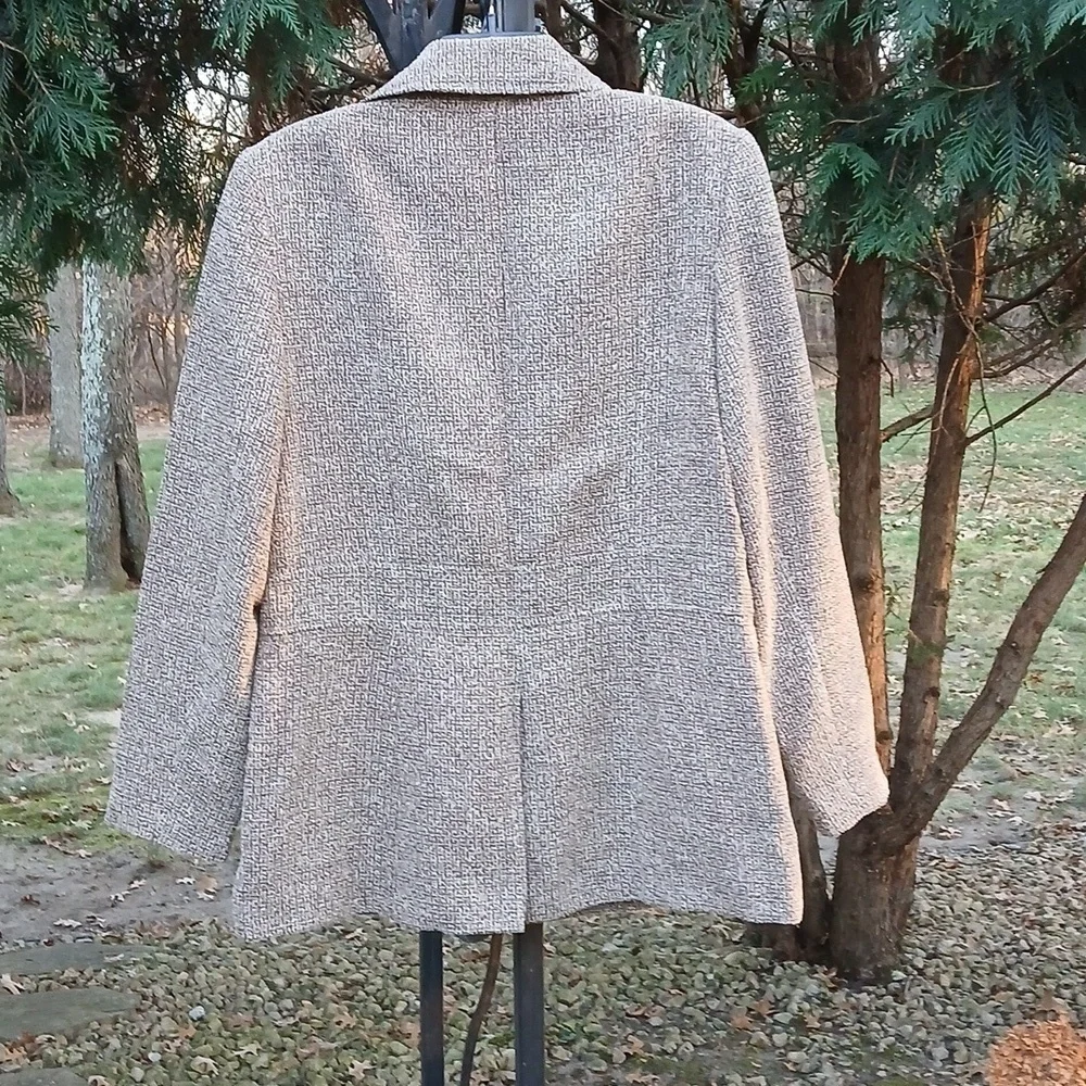 Coldwater Creek Beige Tweed Blazer Vintage Sz 14 EUC